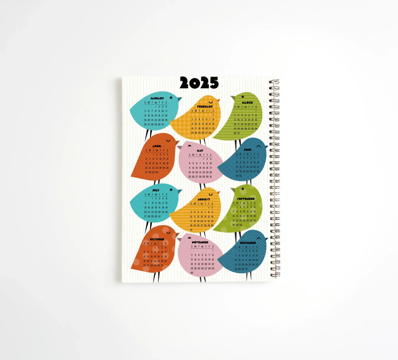 Calendar 2025 Just Bird - English version spiral notebook by 2fevrierArtStudio