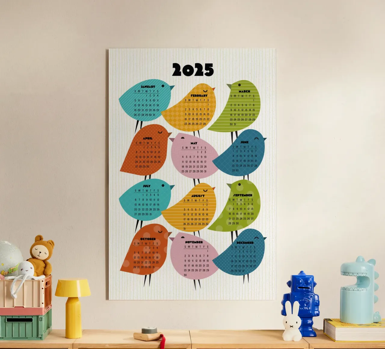 Calendar 2025 Just Bird - English version acrylic glass by 2fevrierArtStudio