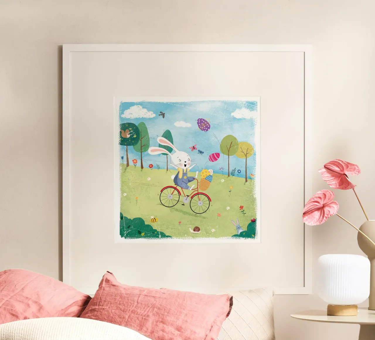 Coniglietto in bicicletta poster con telaio in plastica da Cory Reid Illustration
