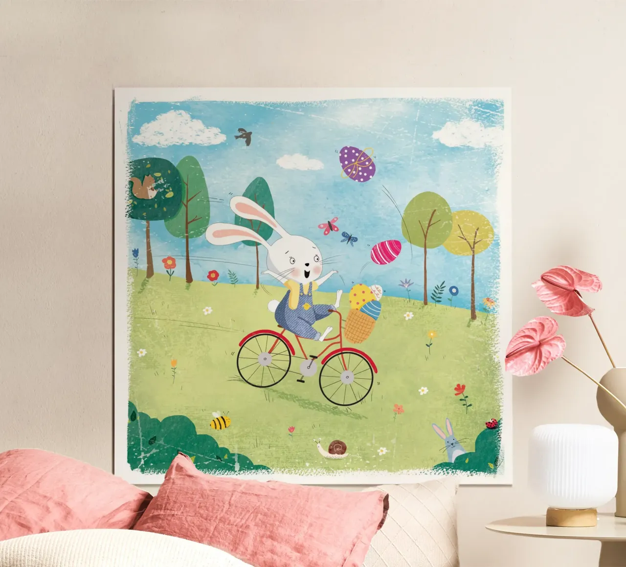 Coniglietto in bicicletta poster con telaio in plastica da Cory Reid Illustration