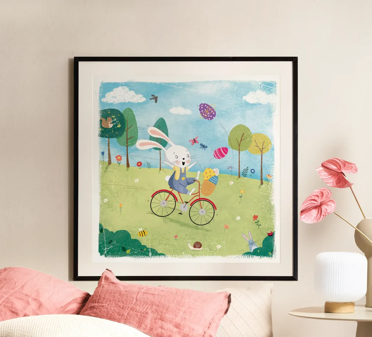 Coniglietto in bicicletta poster con telaio in plastica da Cory Reid Illustration