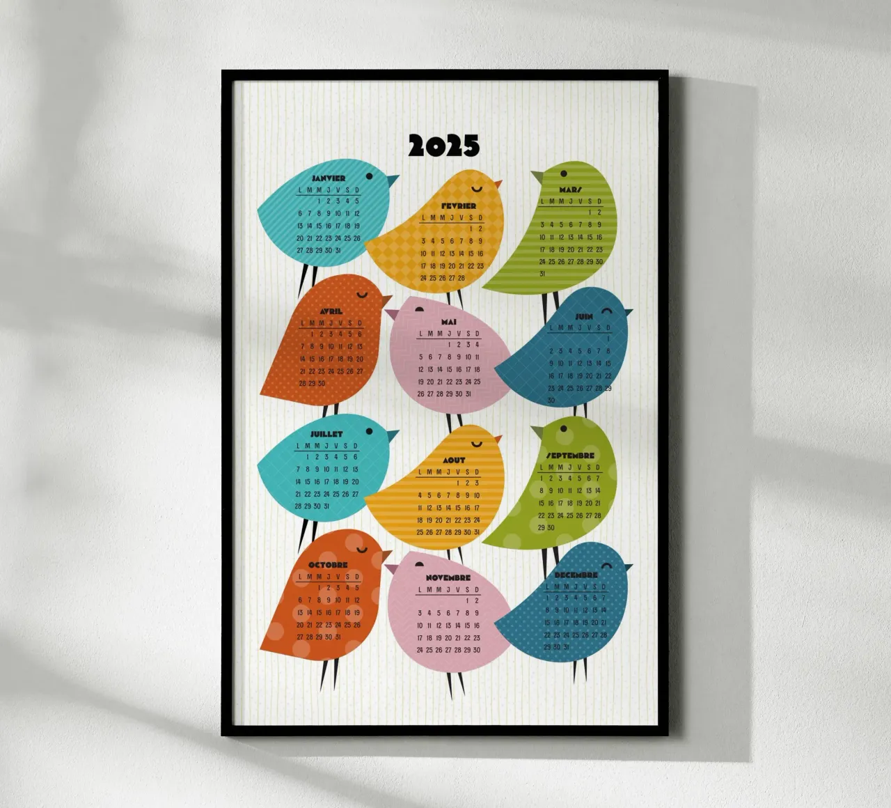 Calendario Just Bird 2025 - Versione francese carta hahnemühle da 2fevrierArtStudio