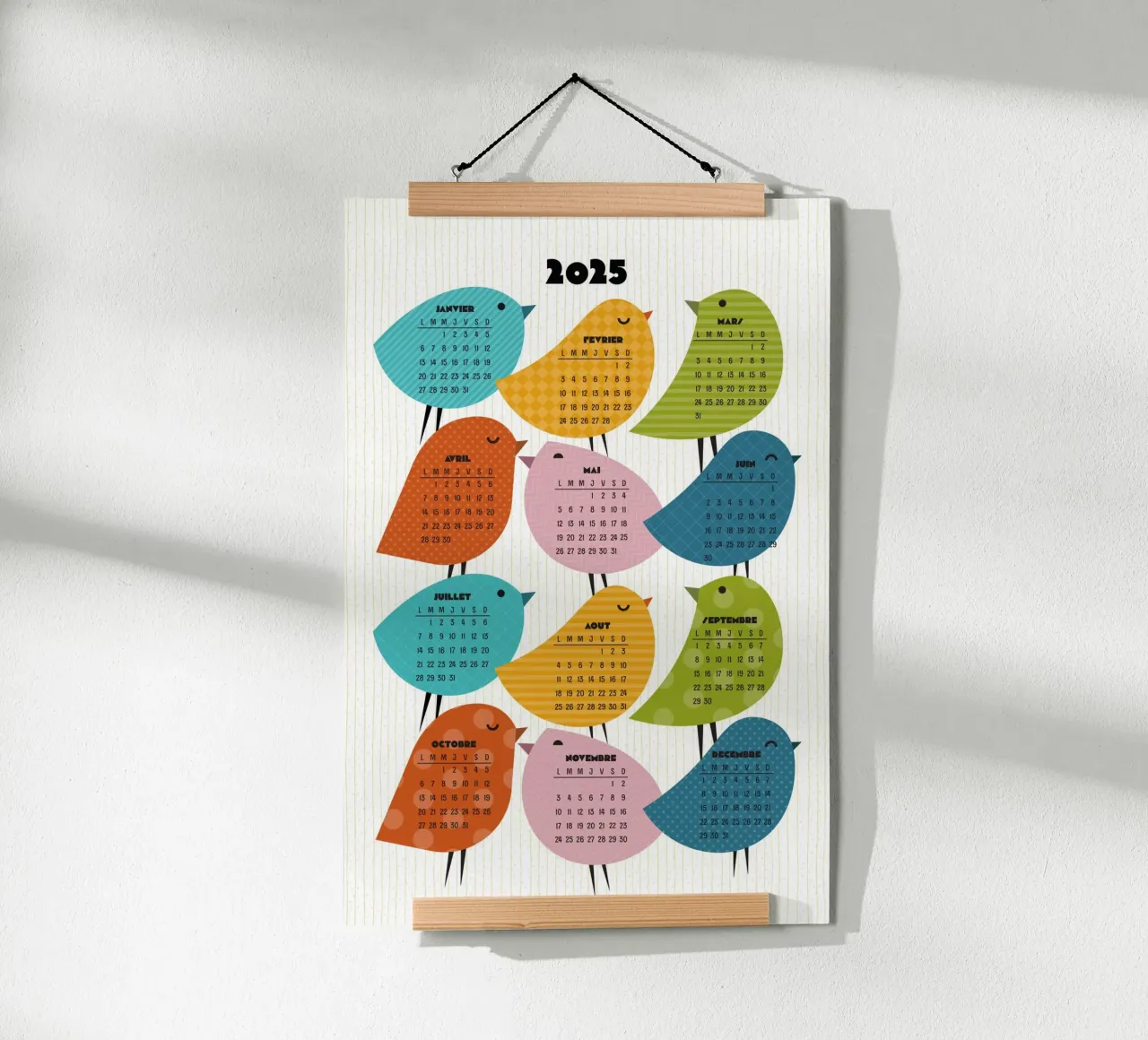Calendario Just Bird 2025 - Versione francese carta hahnemühle da 2fevrierArtStudio