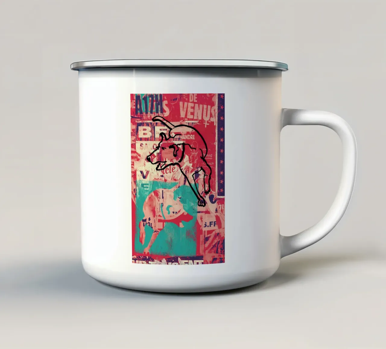 Dog tazza in smalto da Andy Bridge