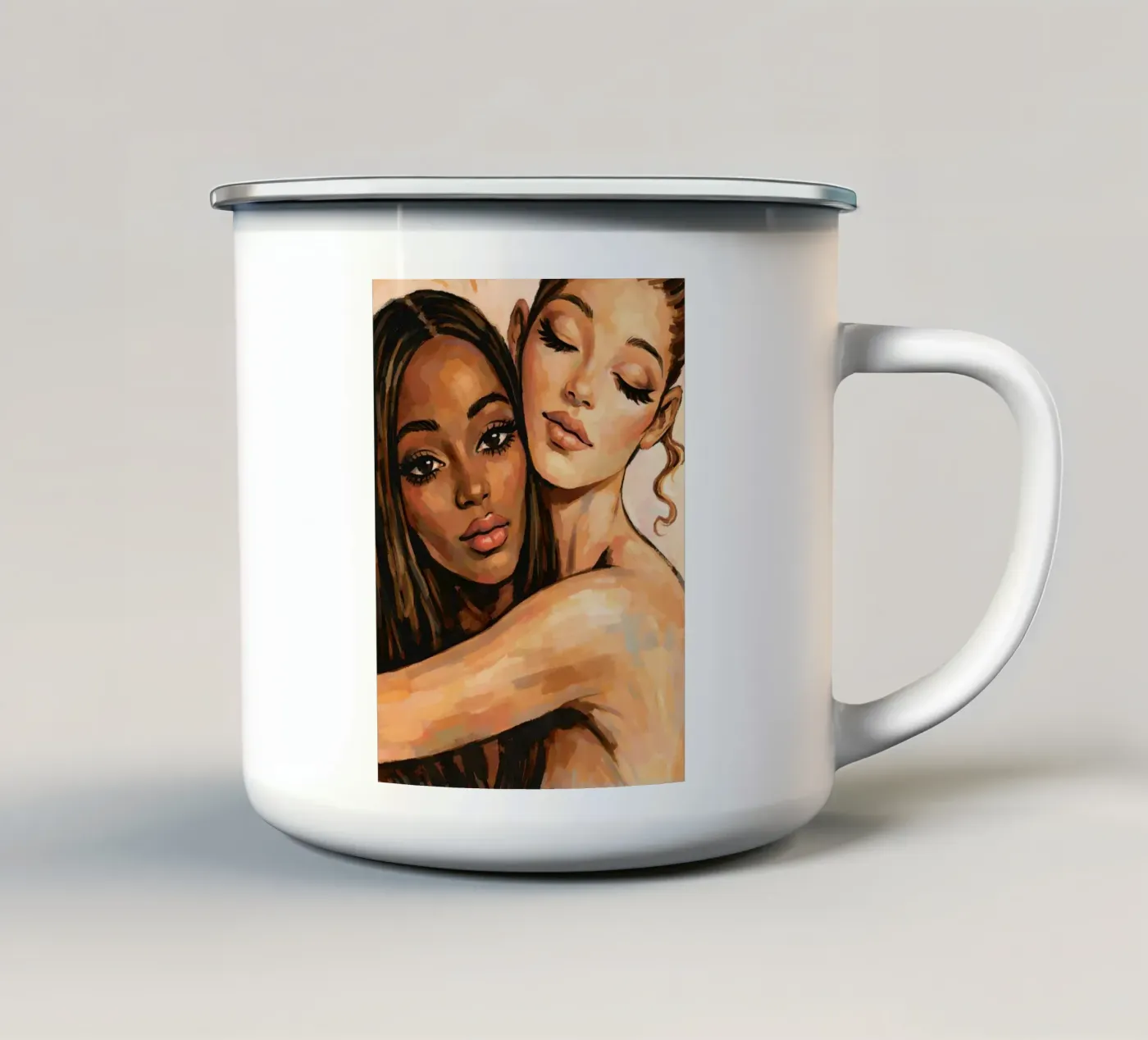 FRIENDSHIP EMBRACE enamel mug by ARTOMATIC