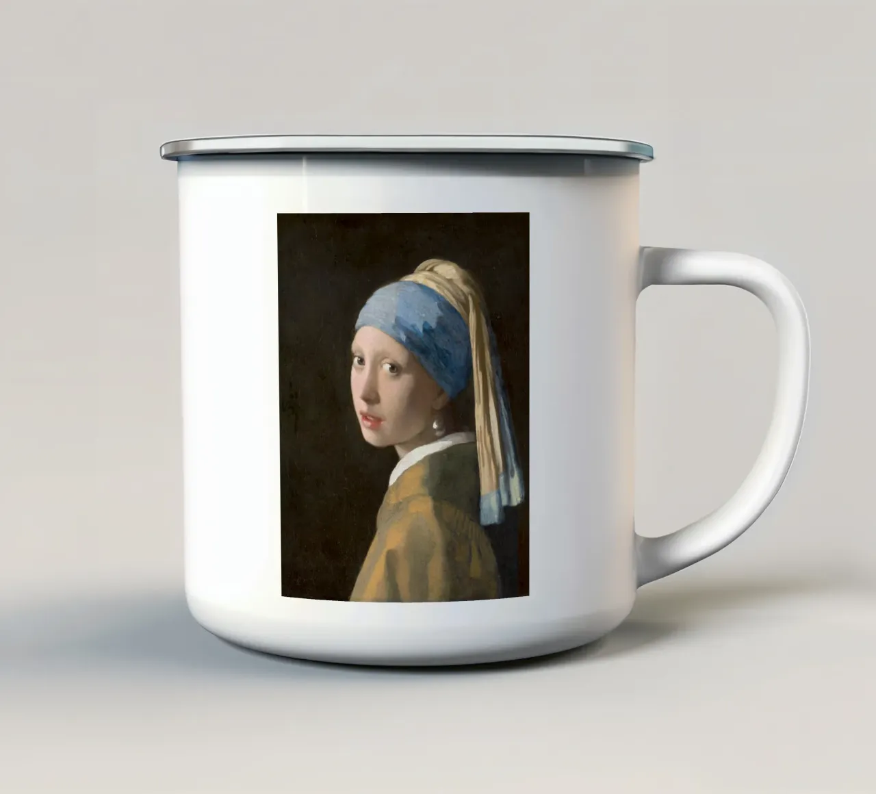 Johannes Vermeer - La ragazza con l'orecchino di perla tazza in smalto da William Store