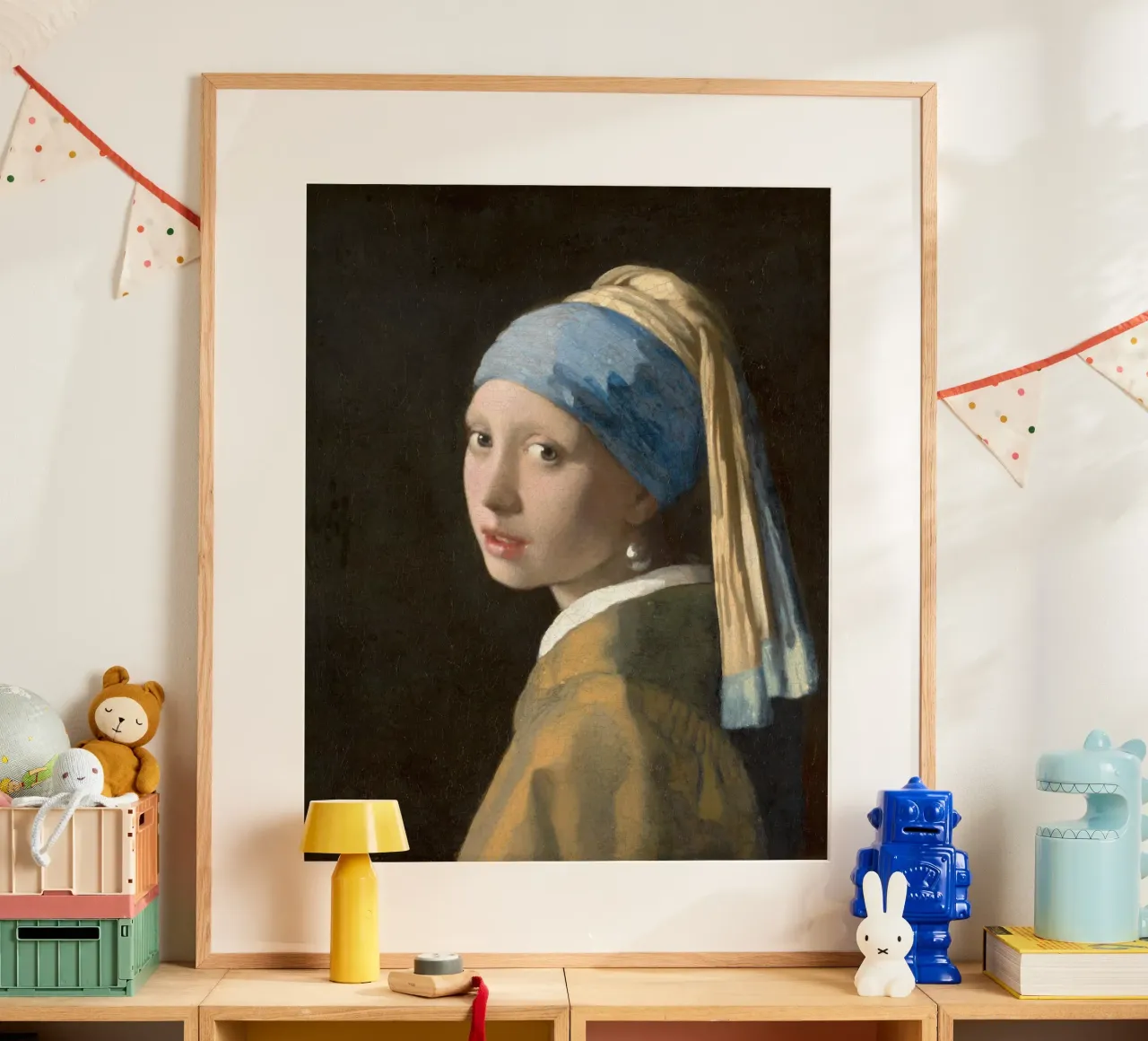 Johannes Vermeer - La ragazza con l'orecchino di perla poster con telaio in alluminio da William Store