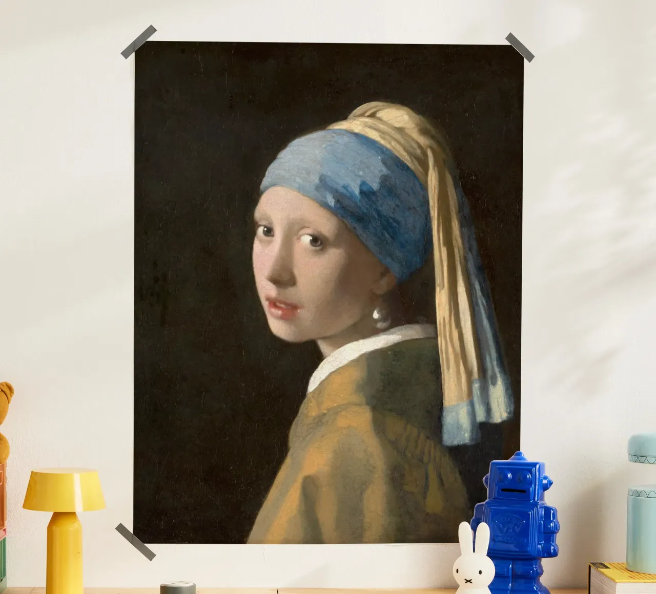 Johannes Vermeer - La ragazza con l'orecchino di perla poster con telaio in alluminio da William Store
