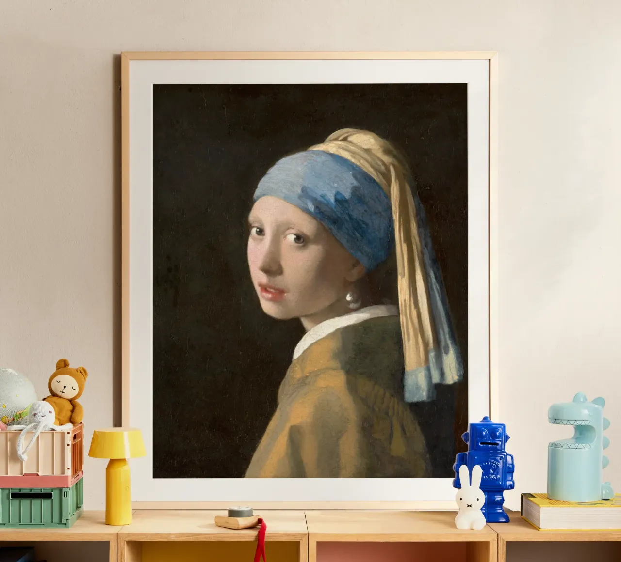 Johannes Vermeer - La ragazza con l'orecchino di perla poster con telaio in alluminio da William Store