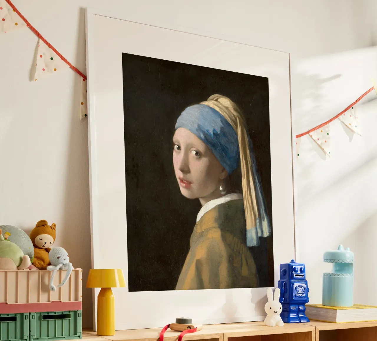 Johannes Vermeer - La ragazza con l'orecchino di perla poster con telaio in alluminio da William Store