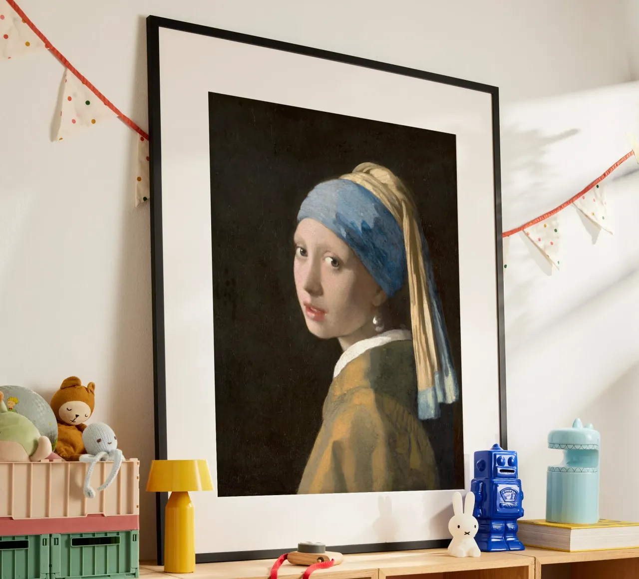 Johannes Vermeer - La ragazza con l'orecchino di perla poster con telaio in alluminio da William Store
