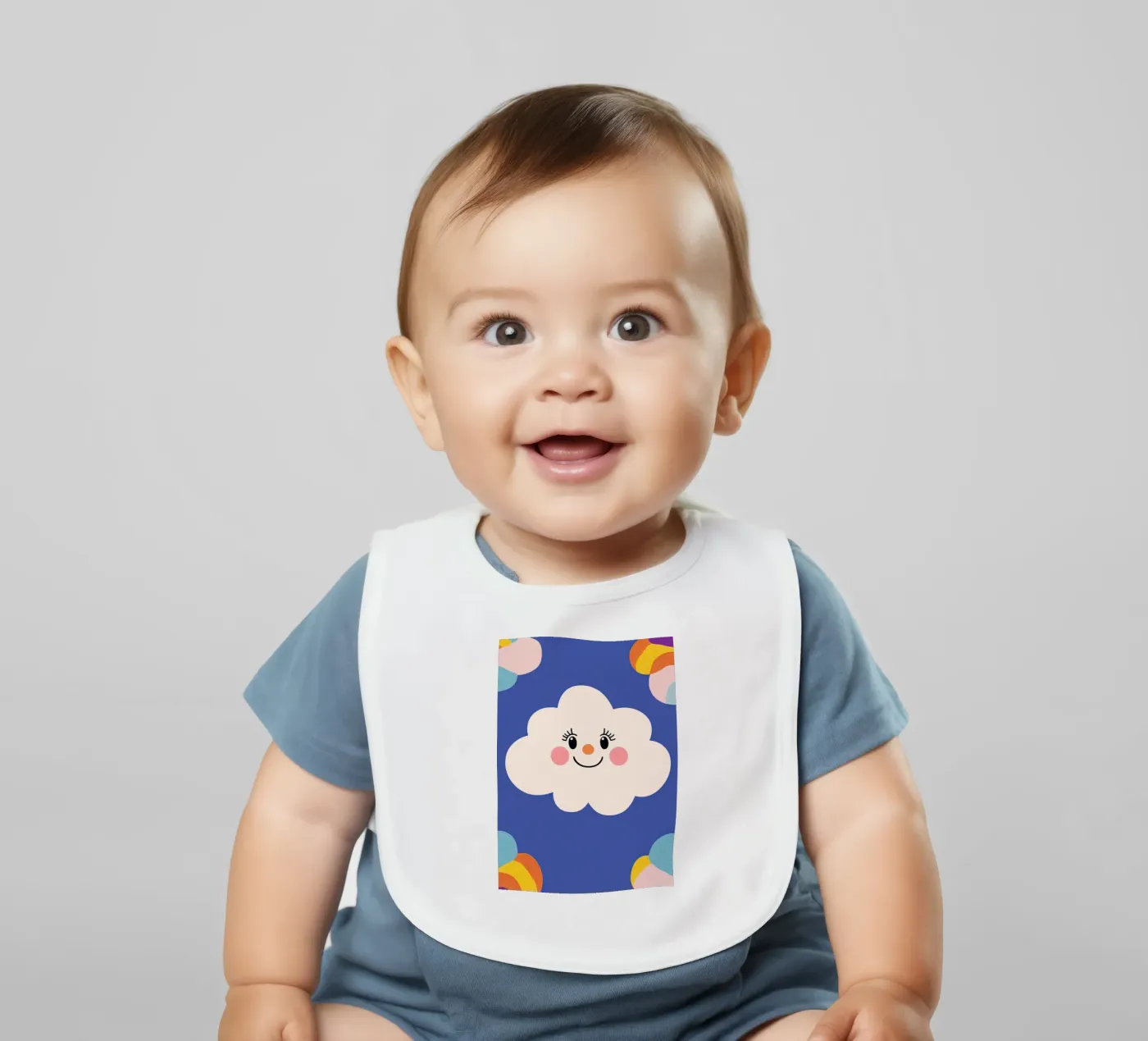 Cloud smiling baby slabbetje van Little Art Lab