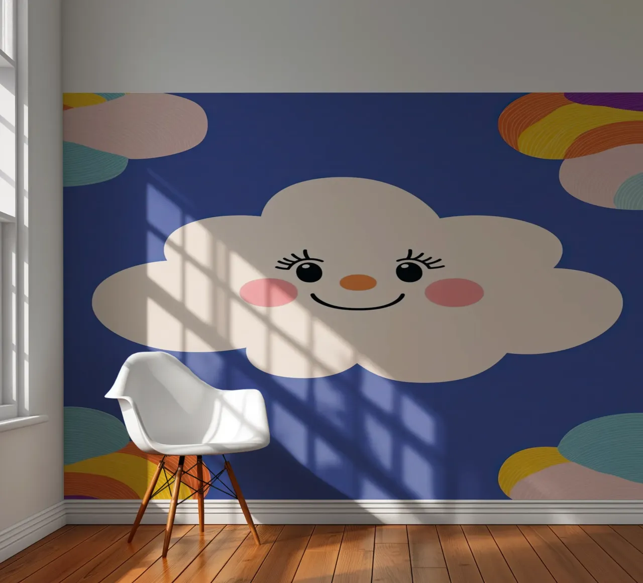 Wolken glimlachen fotobehang van Little Art Lab