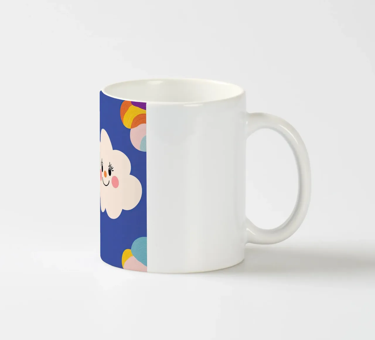 Cloud smiling ceramic mug by Little Art Lab