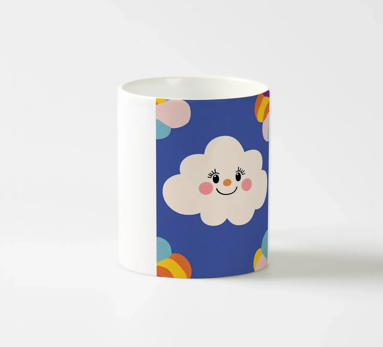 Cloud smiling ceramic mug by Little Art Lab