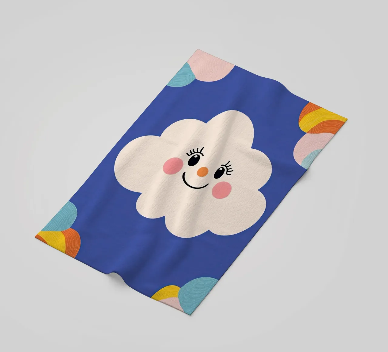 Wolken glimlachen strandhanddoek van Little Art Lab