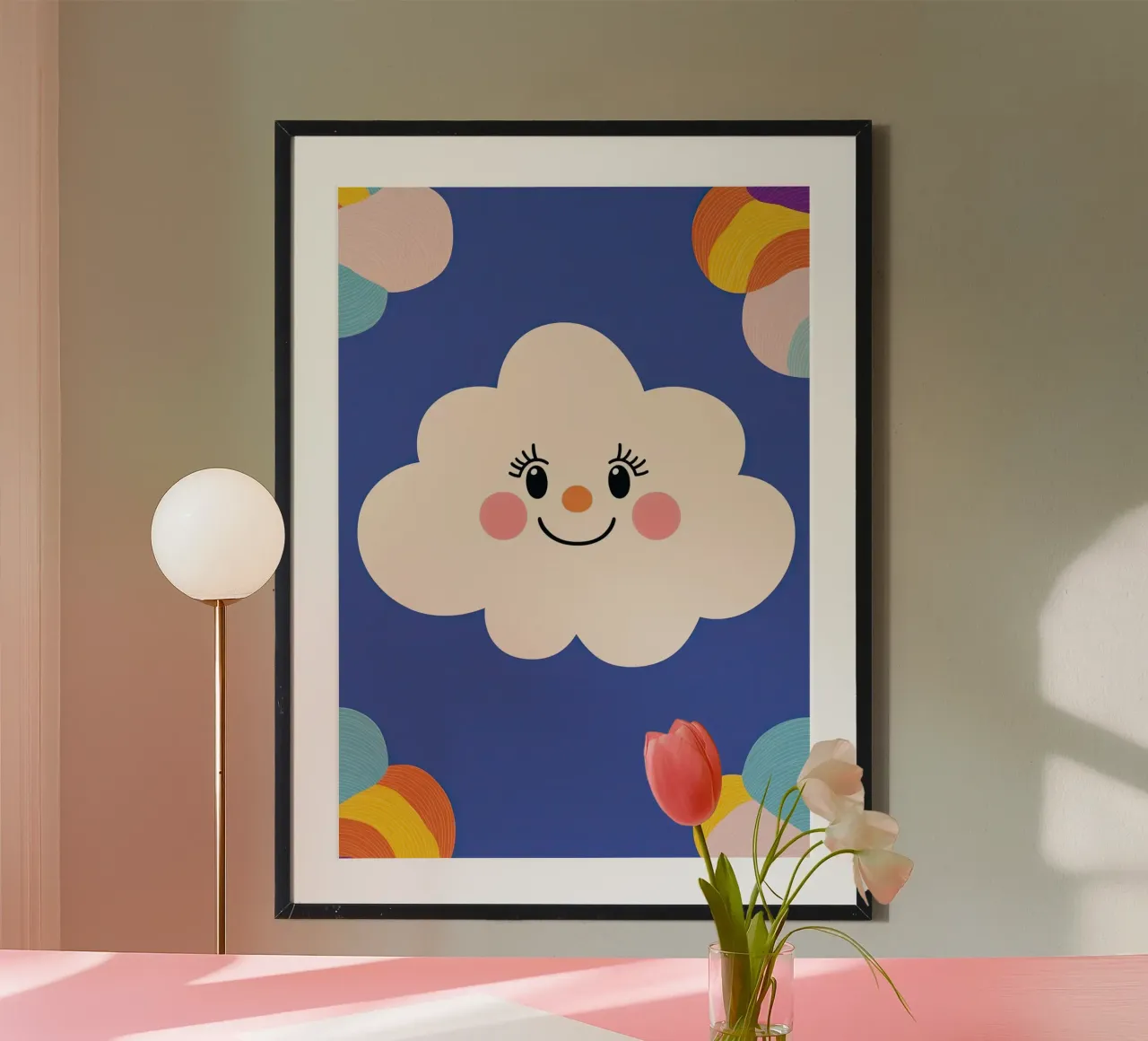 Wolken glimlachen poster van Little Art Lab