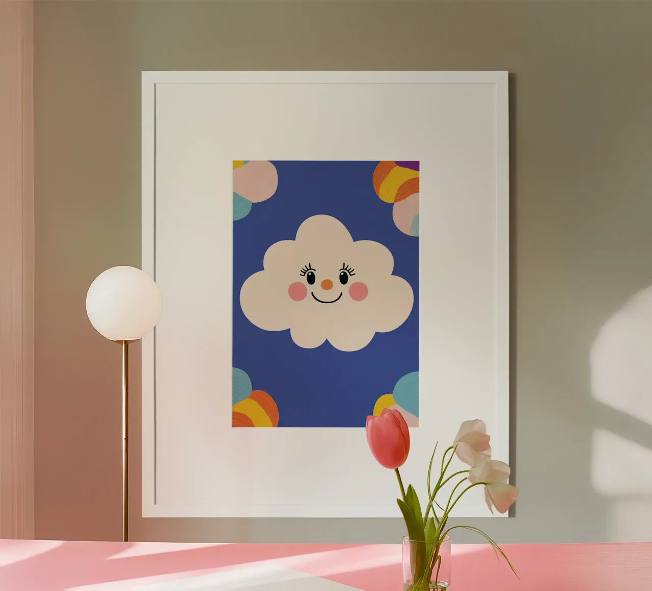 Wolken glimlachen poster van Little Art Lab
