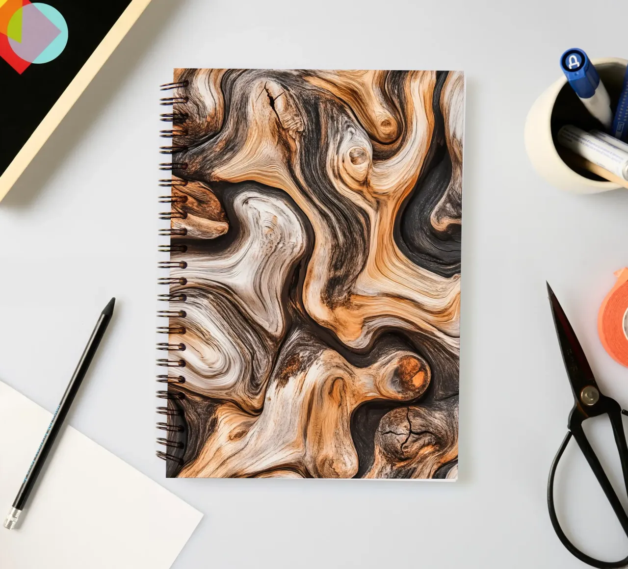 Olive wood design | Eye-catcher with depth and character spiral notebook by Autofocus