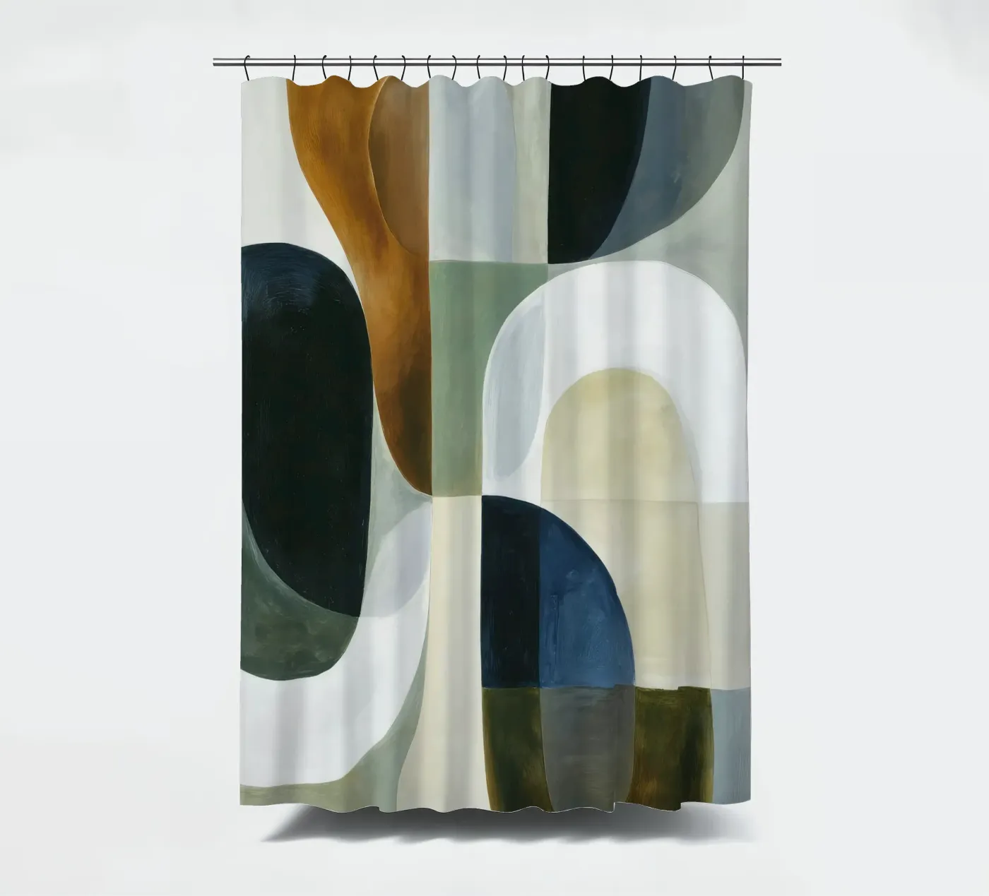 Abstracte compositie douchegordijn van Rustic Grace Studio 02