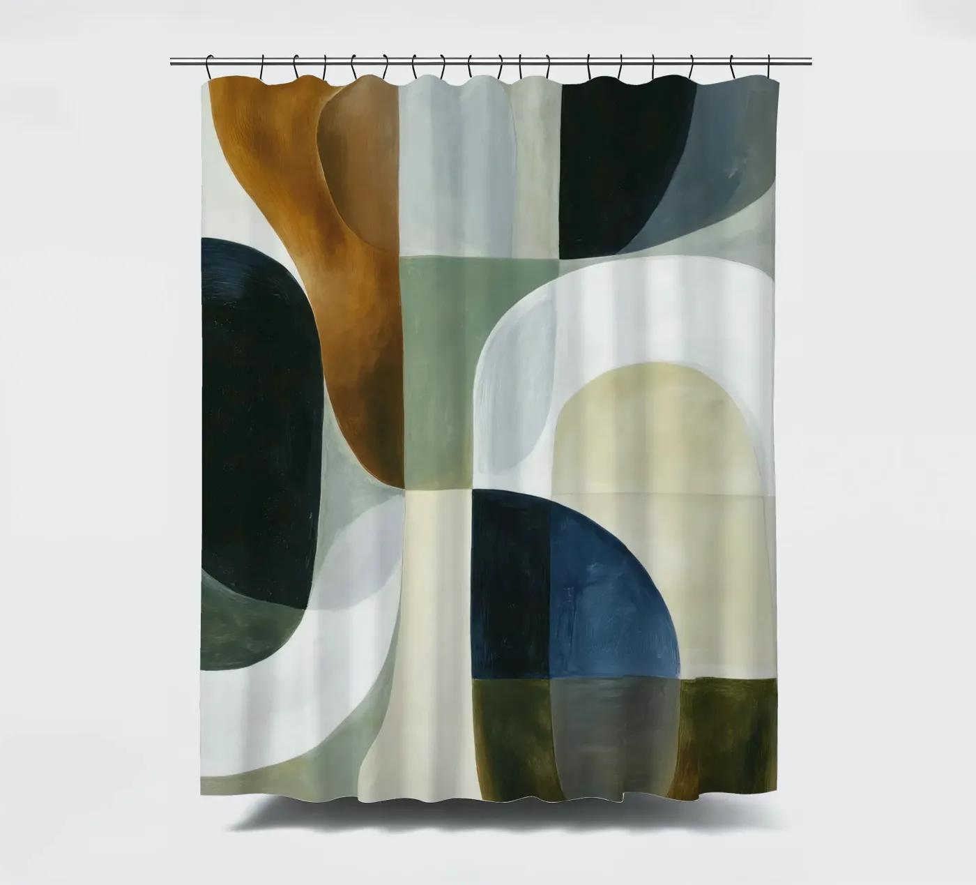 Abstracte compositie douchegordijn van Rustic Grace Studio 02