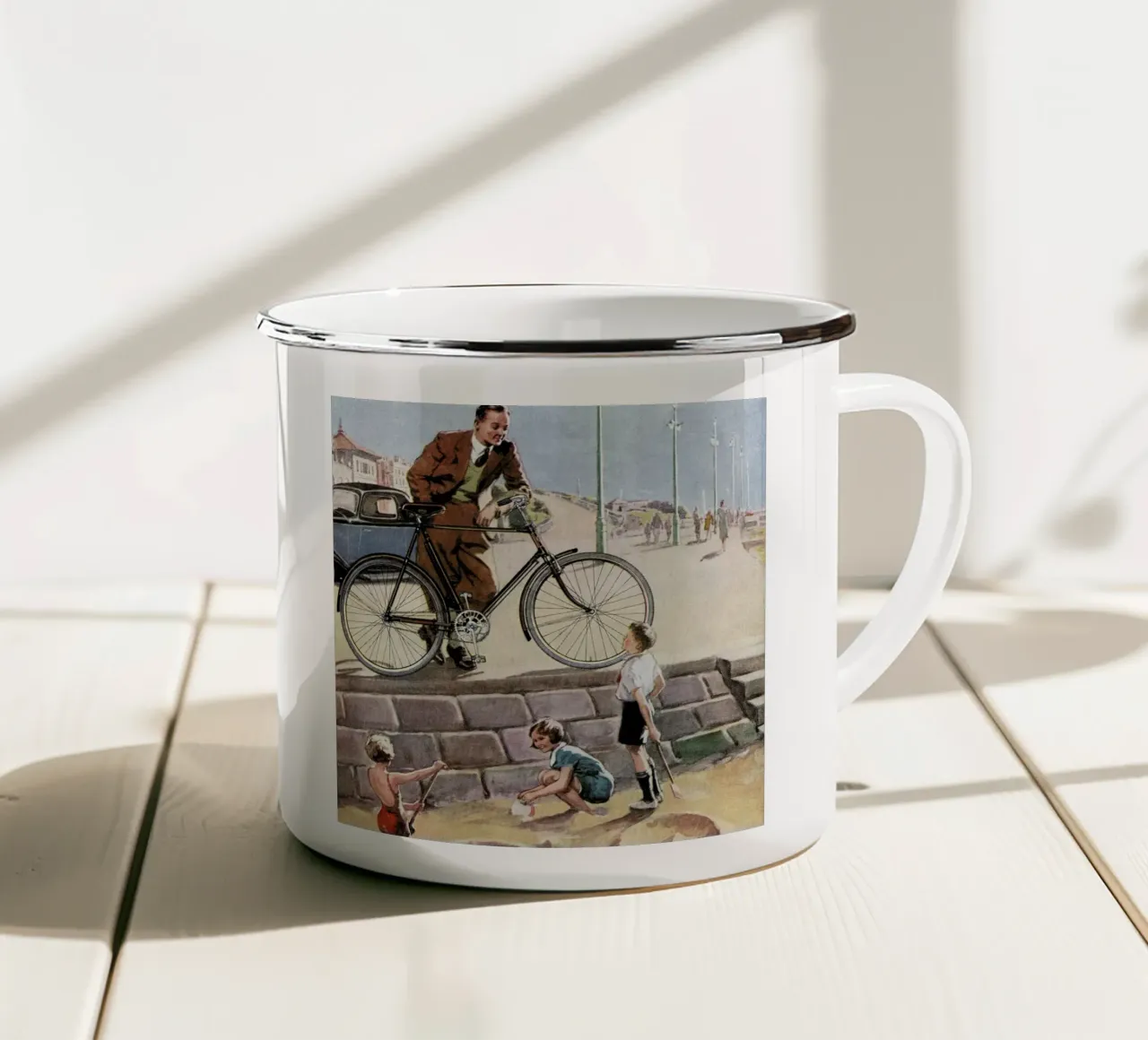 Cycling in The Sand tazza in smalto da Hemingway Design
