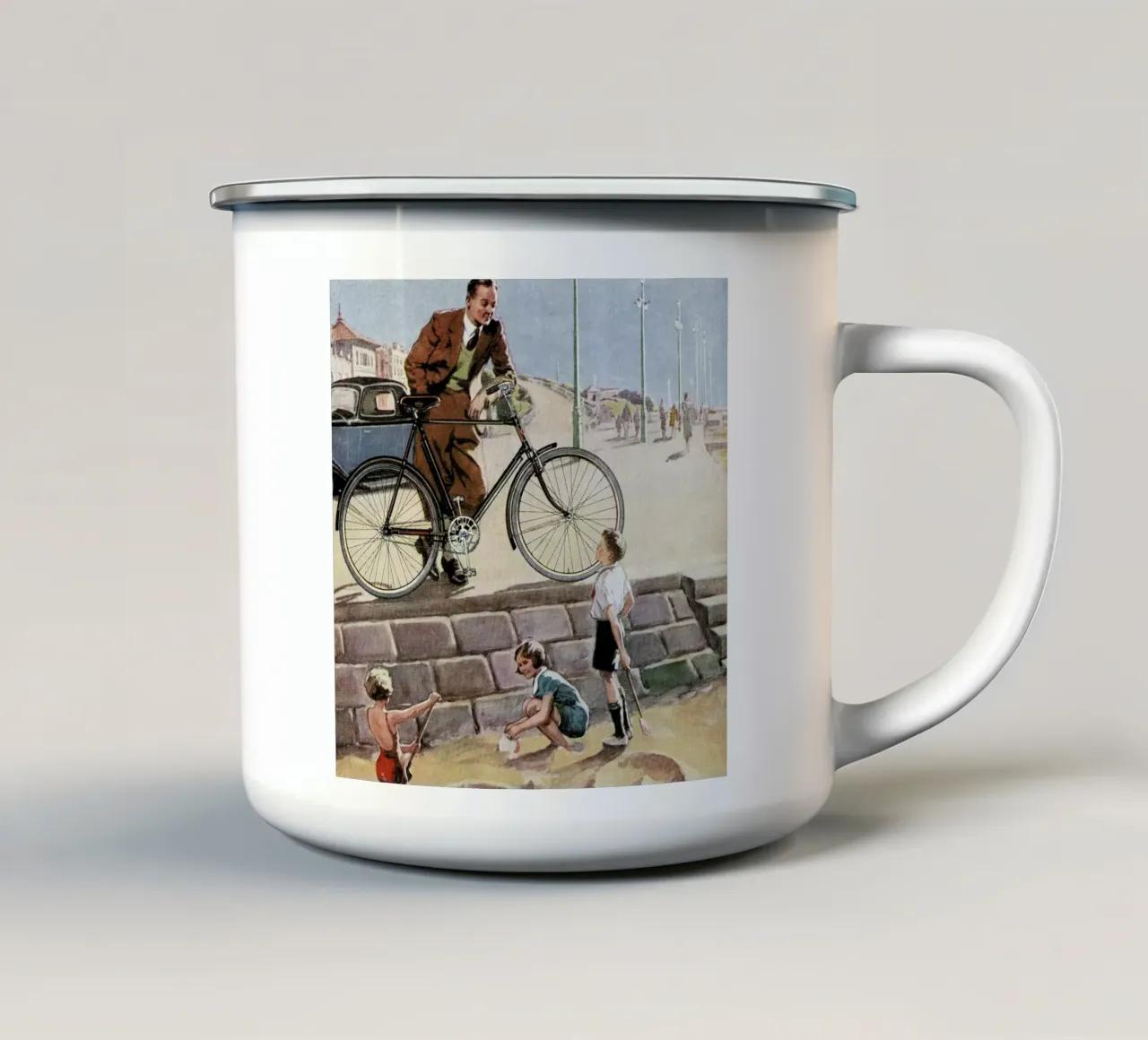 Cycling in The Sand tazza in smalto da Hemingway Design