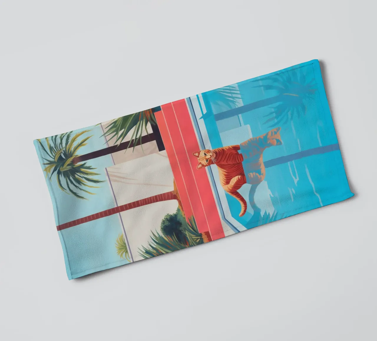Hockney's red cat in the pool towel by Autofocus