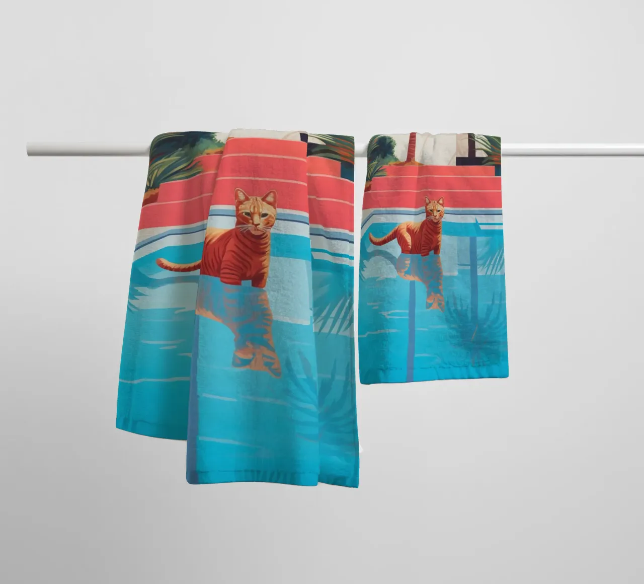 Hockney's red cat in the pool towel by Autofocus