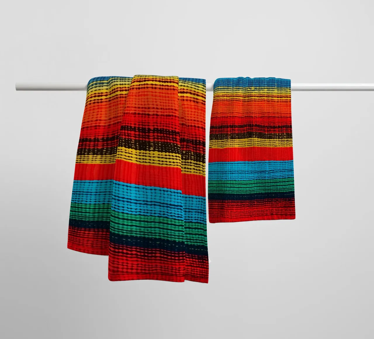 Textile rainbow pattern in the style of indigenous woven art towel by Autofocus
