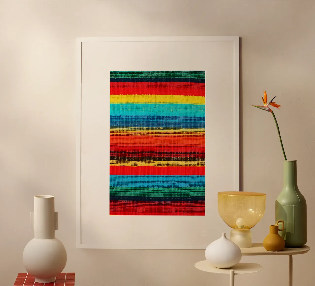 Textiles Regenbogen Muster im Stil indigener Webkunst Poster von Autofocus