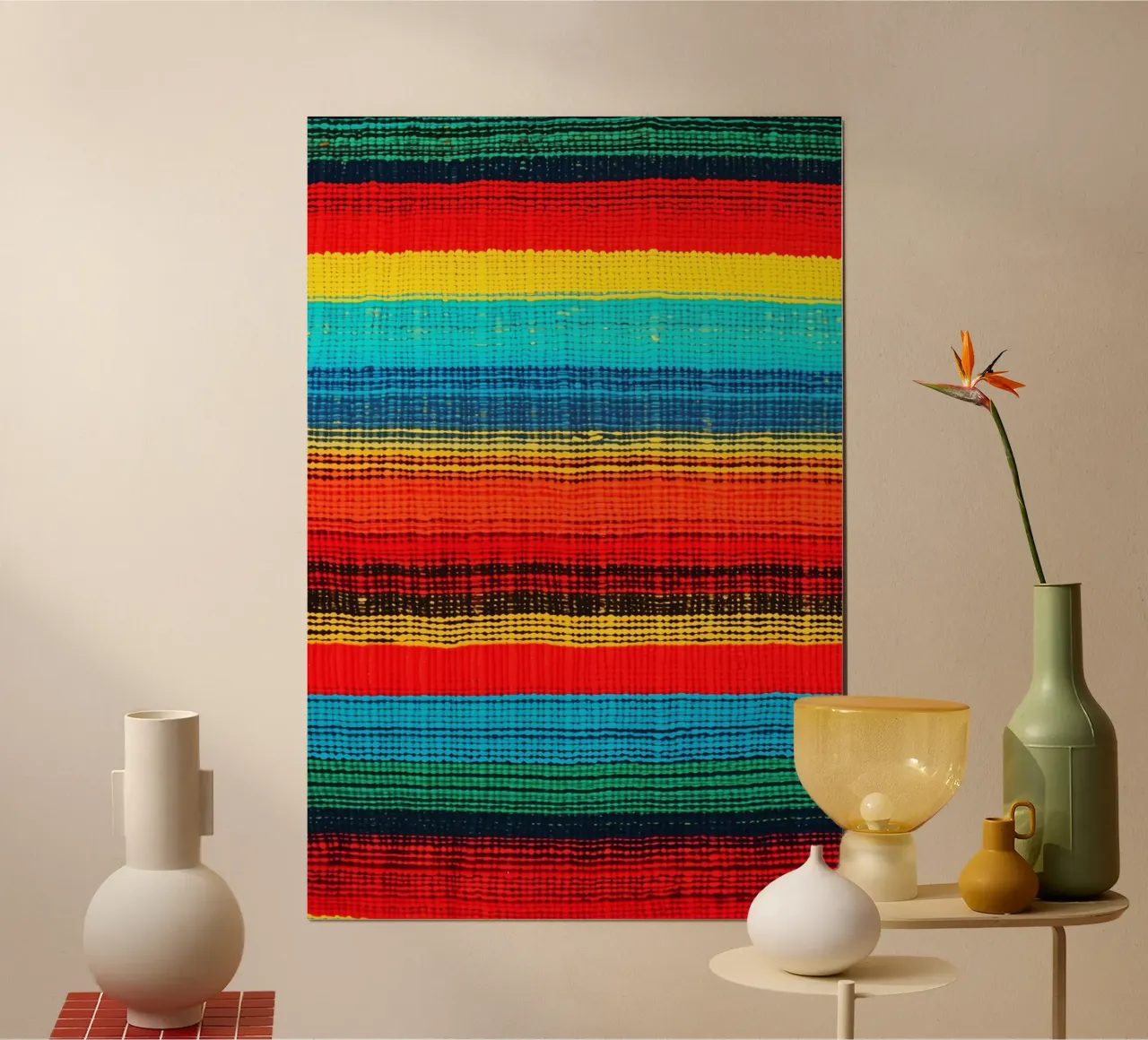 Textiles Regenbogen Muster im Stil indigener Webkunst Poster von Autofocus