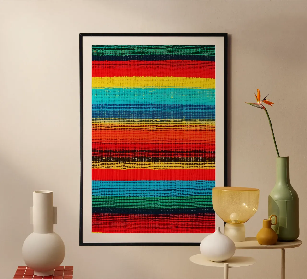 Textiles Regenbogen Muster im Stil indigener Webkunst Poster von Autofocus