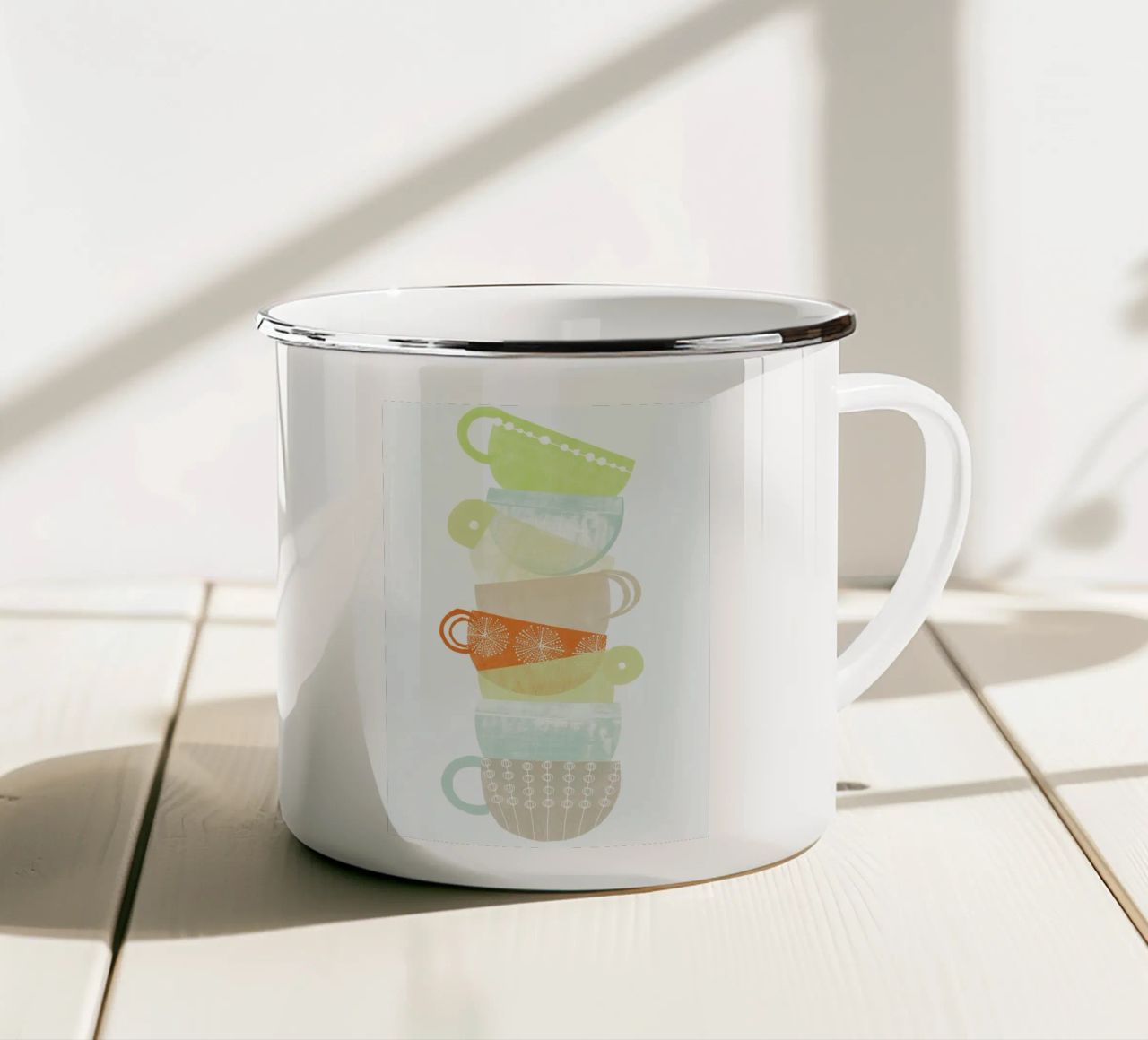Cappuccino mug en émail de Catherine Aguilar