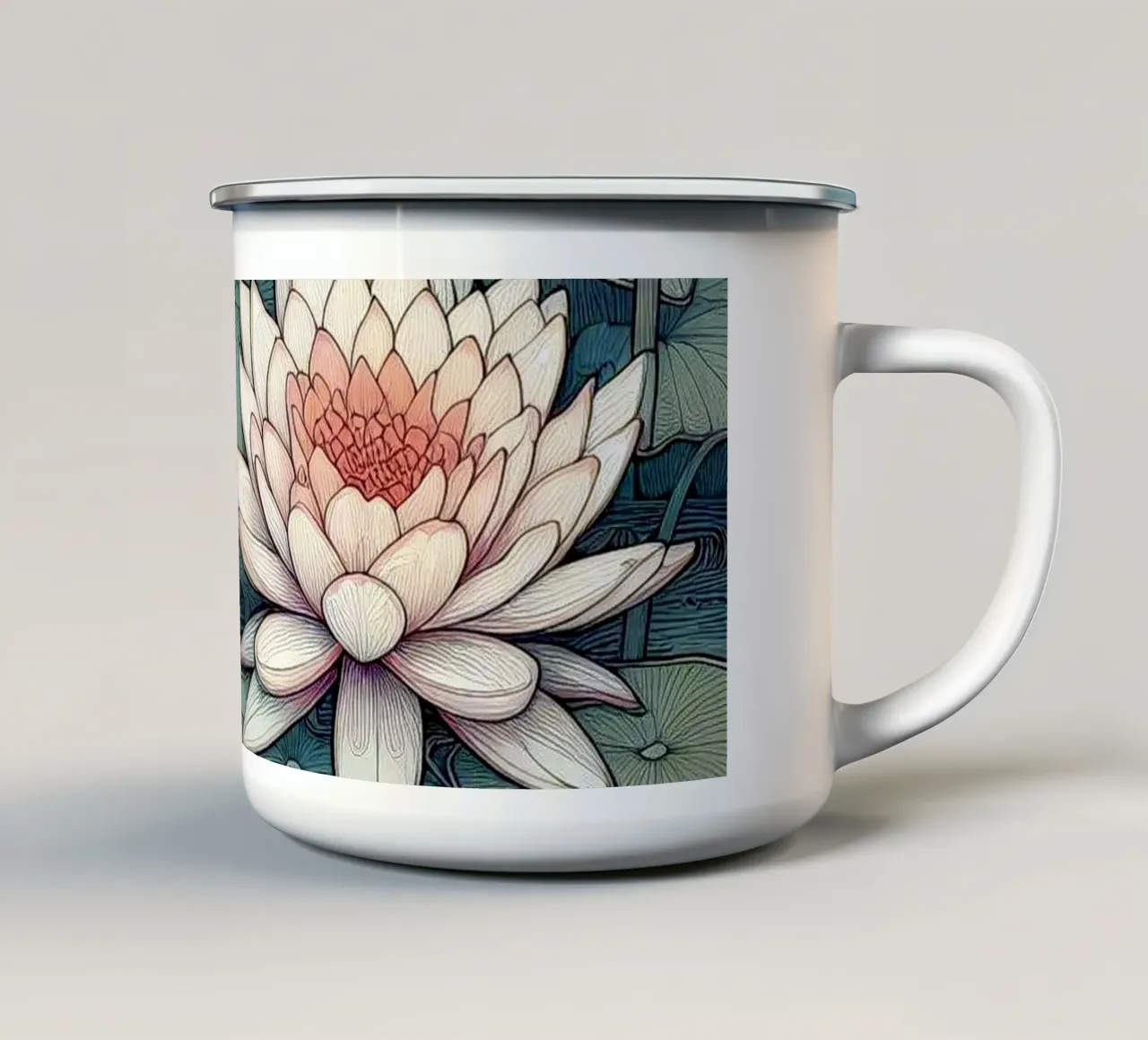 Delicate Lotos tazza in smalto da Art-Nouveau-Dsg