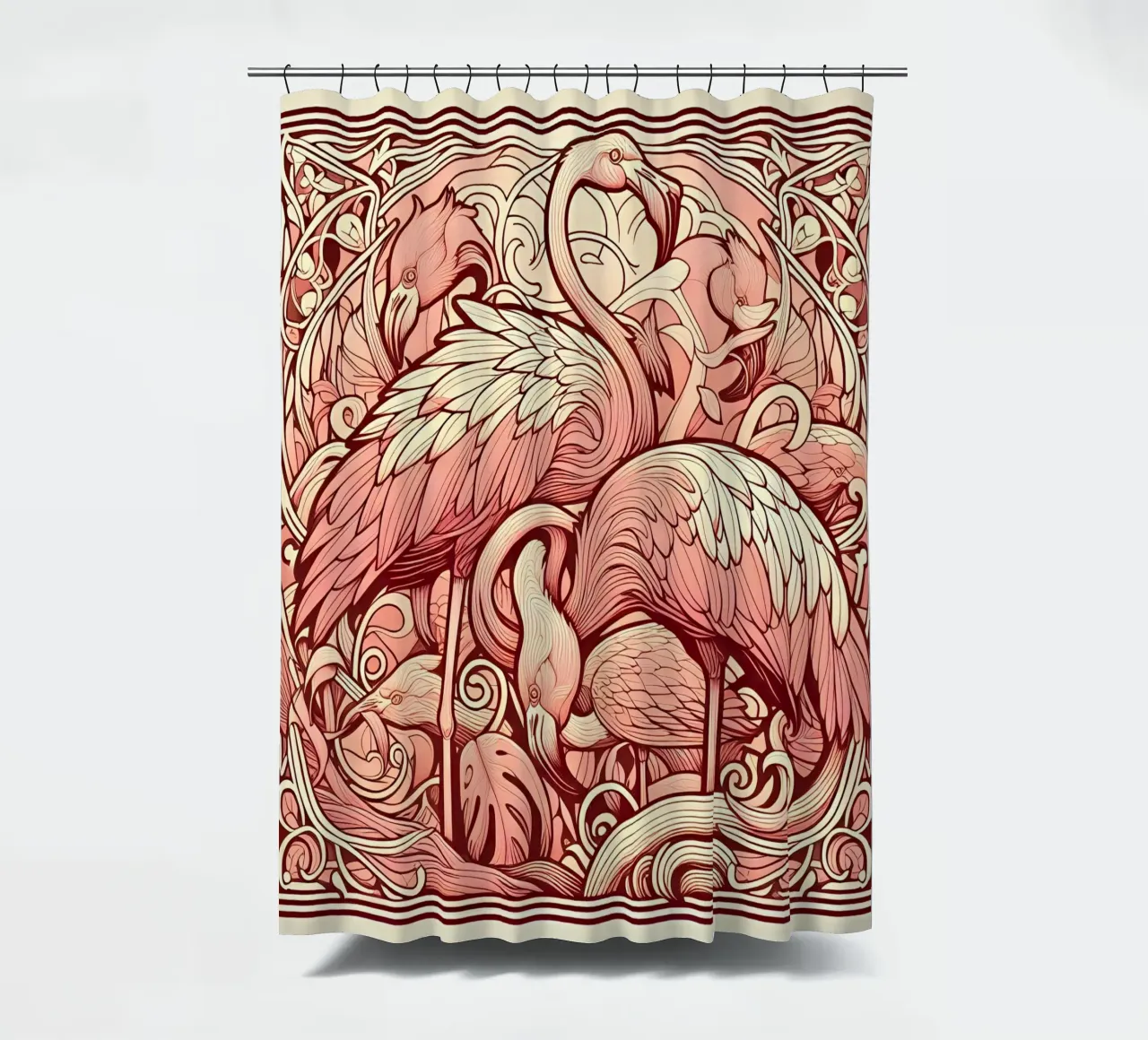 Flamingo Blush tenda da doccia da Art-Nouveau-Dsg