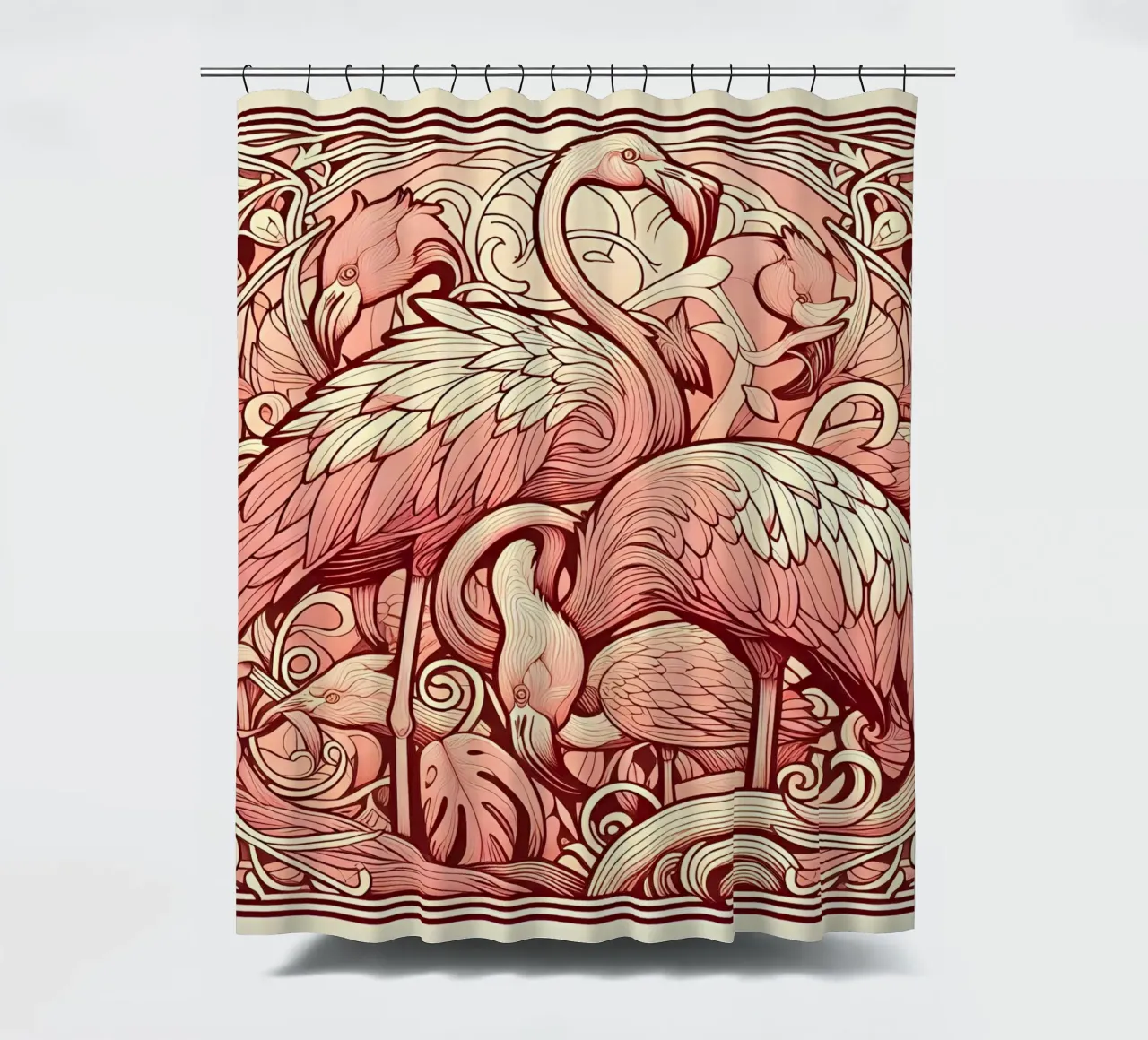 Flamingo Blush tenda da doccia da Art-Nouveau-Dsg