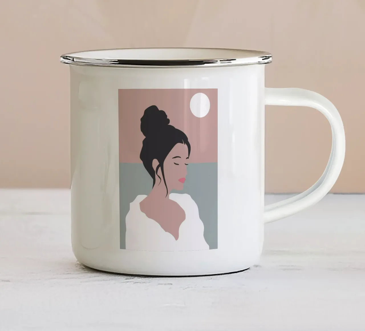 Softly She Dreams taza de esmalte de Soleil Basque