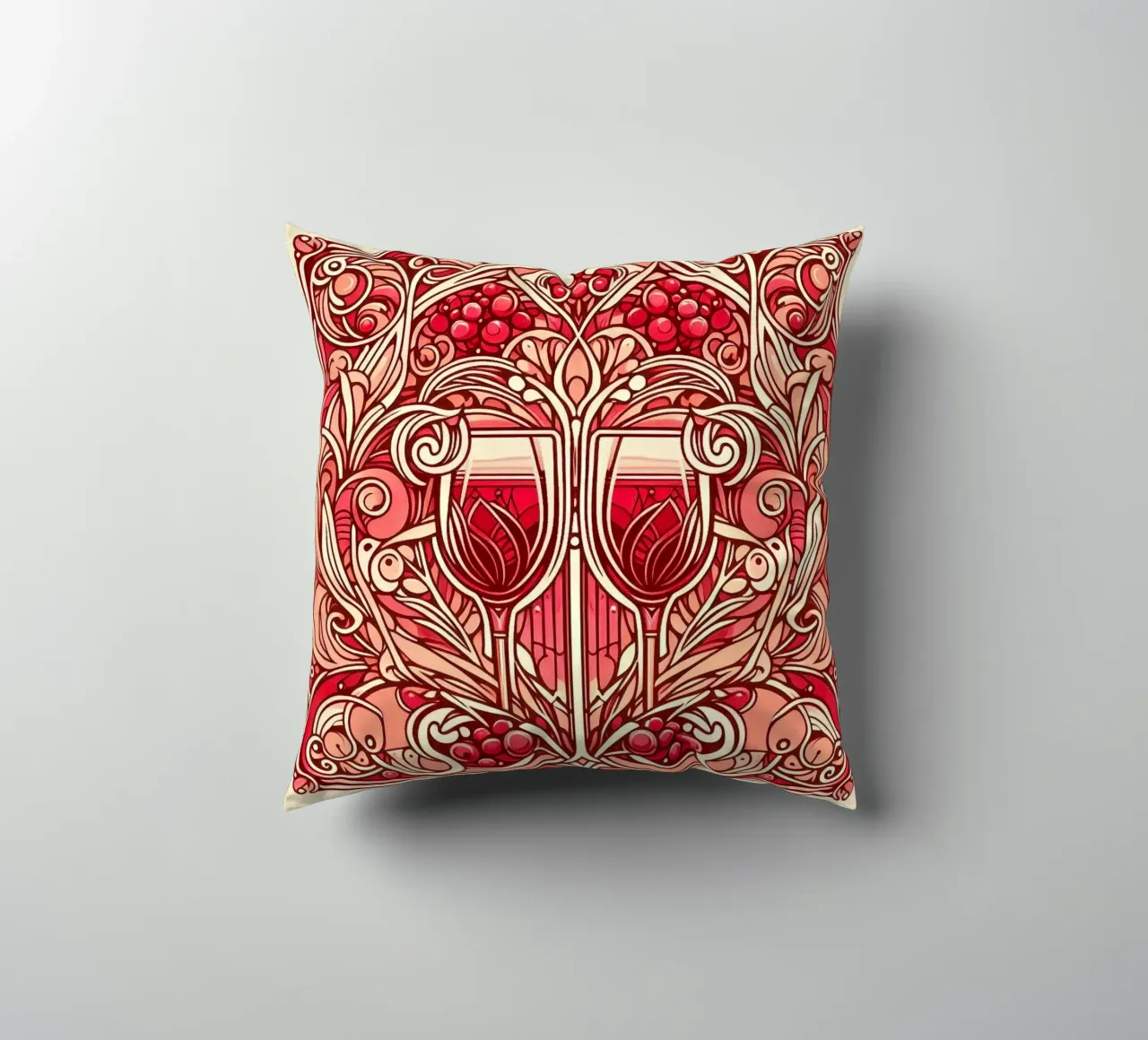Wine o‘clock decorative cushion by Art-Nouveau-Dsg