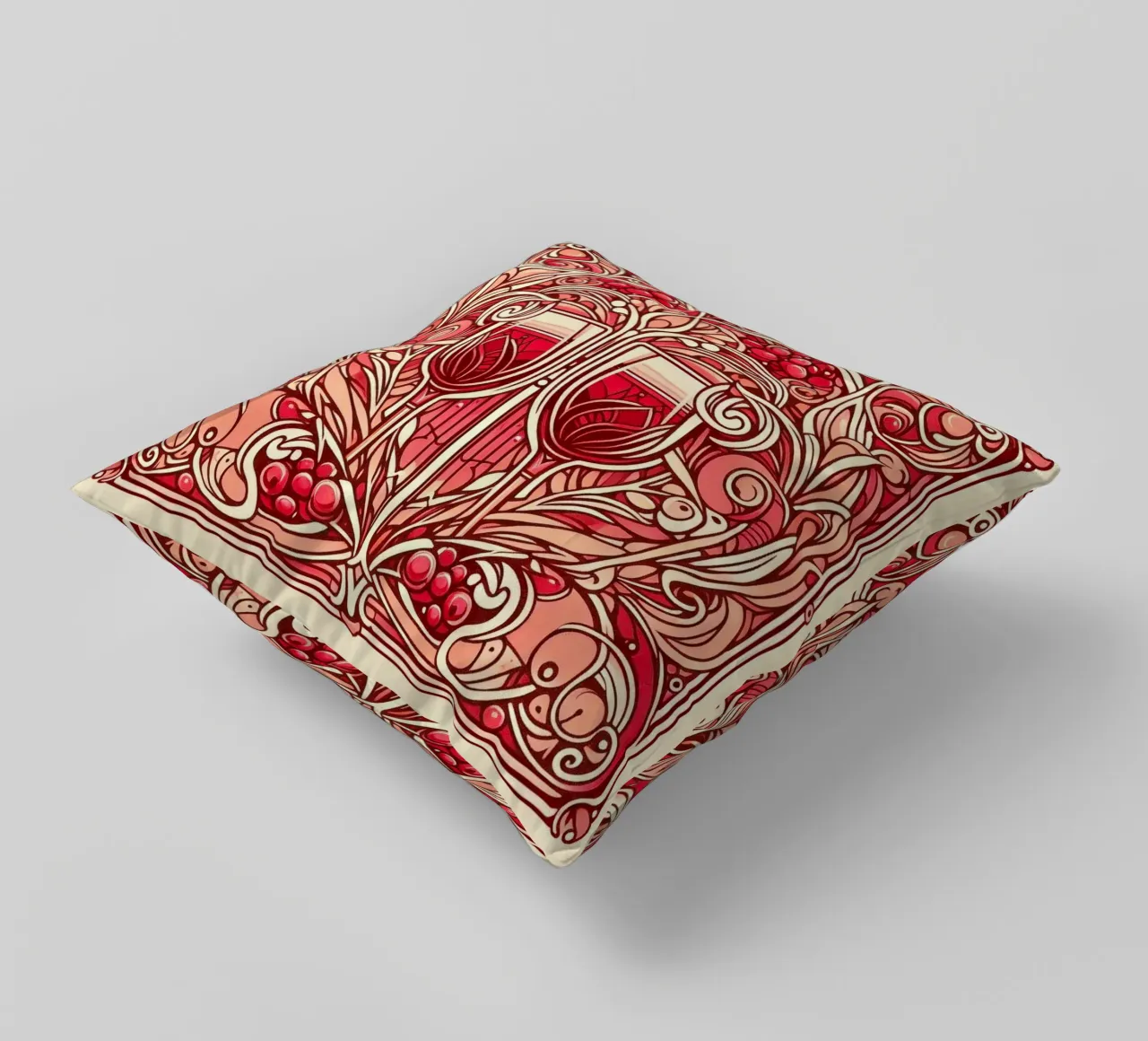 Wine o‘clock decorative cushion by Art-Nouveau-Dsg