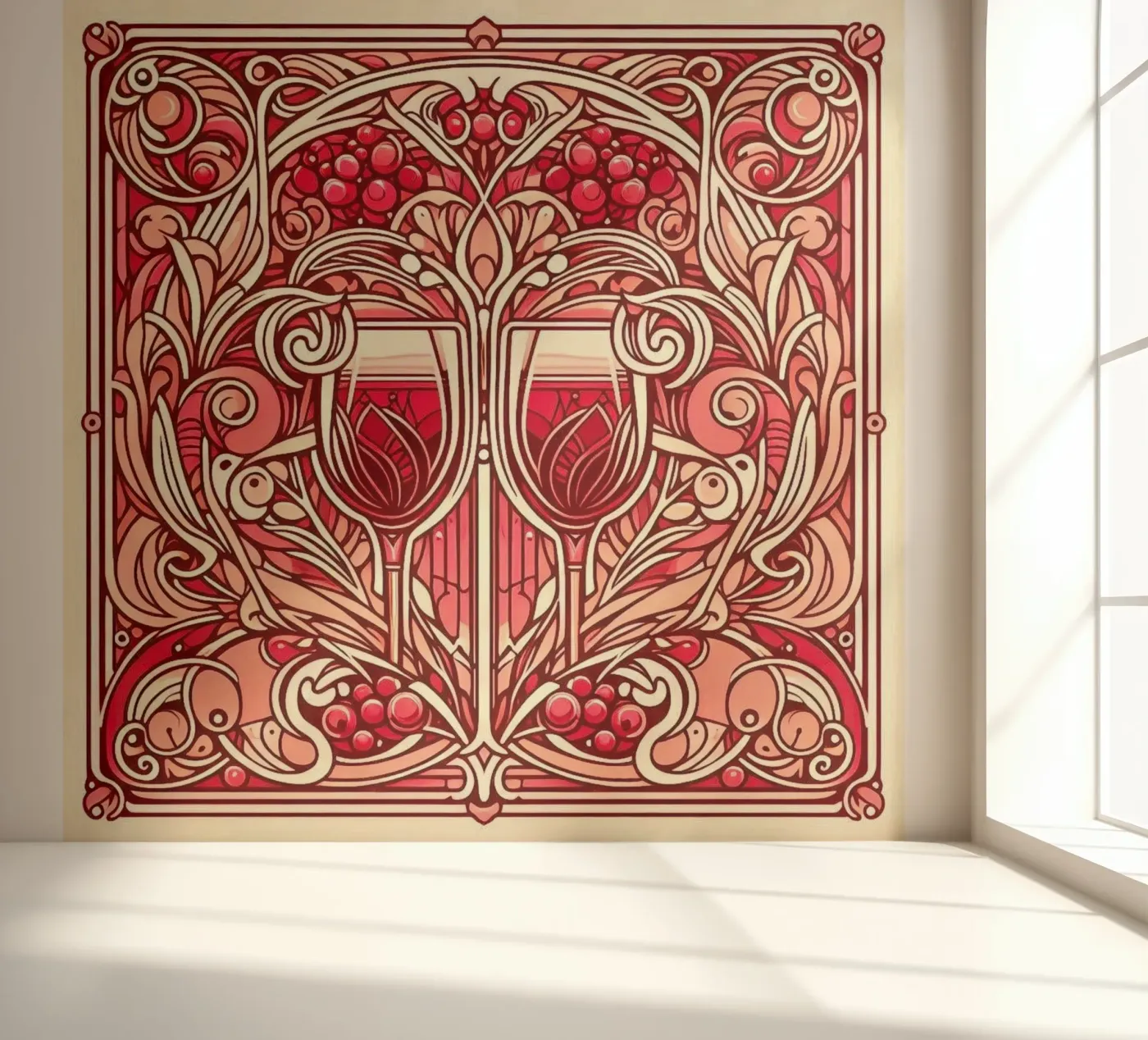 Wine o‘clock fotobehang van Art-Nouveau-Dsg