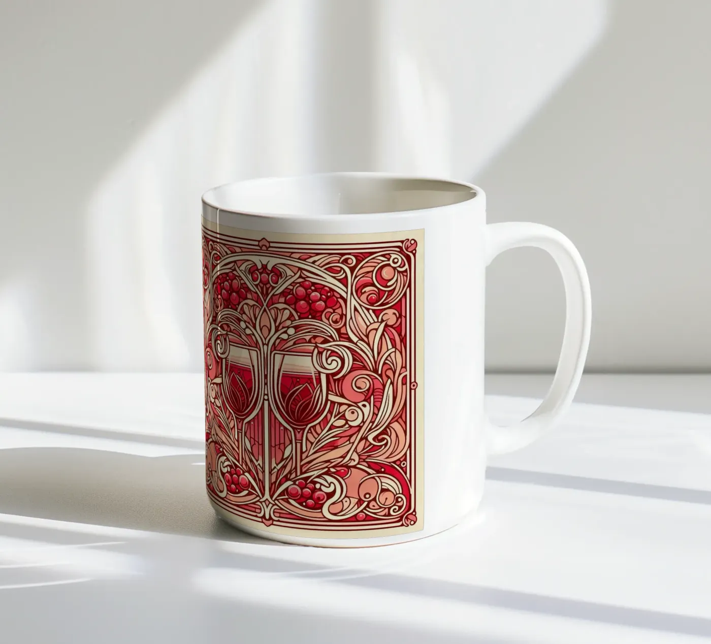Wine o‘clock ceramic mug by Art-Nouveau-Dsg
