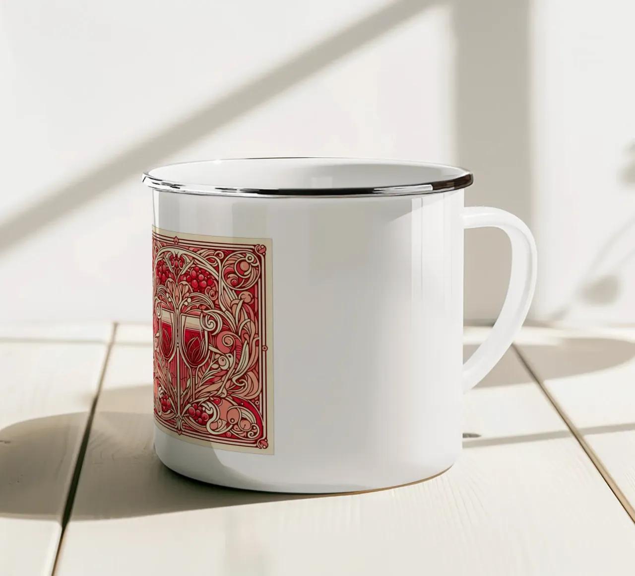 Wine o‘clock mug en émail de Art-Nouveau-Dsg