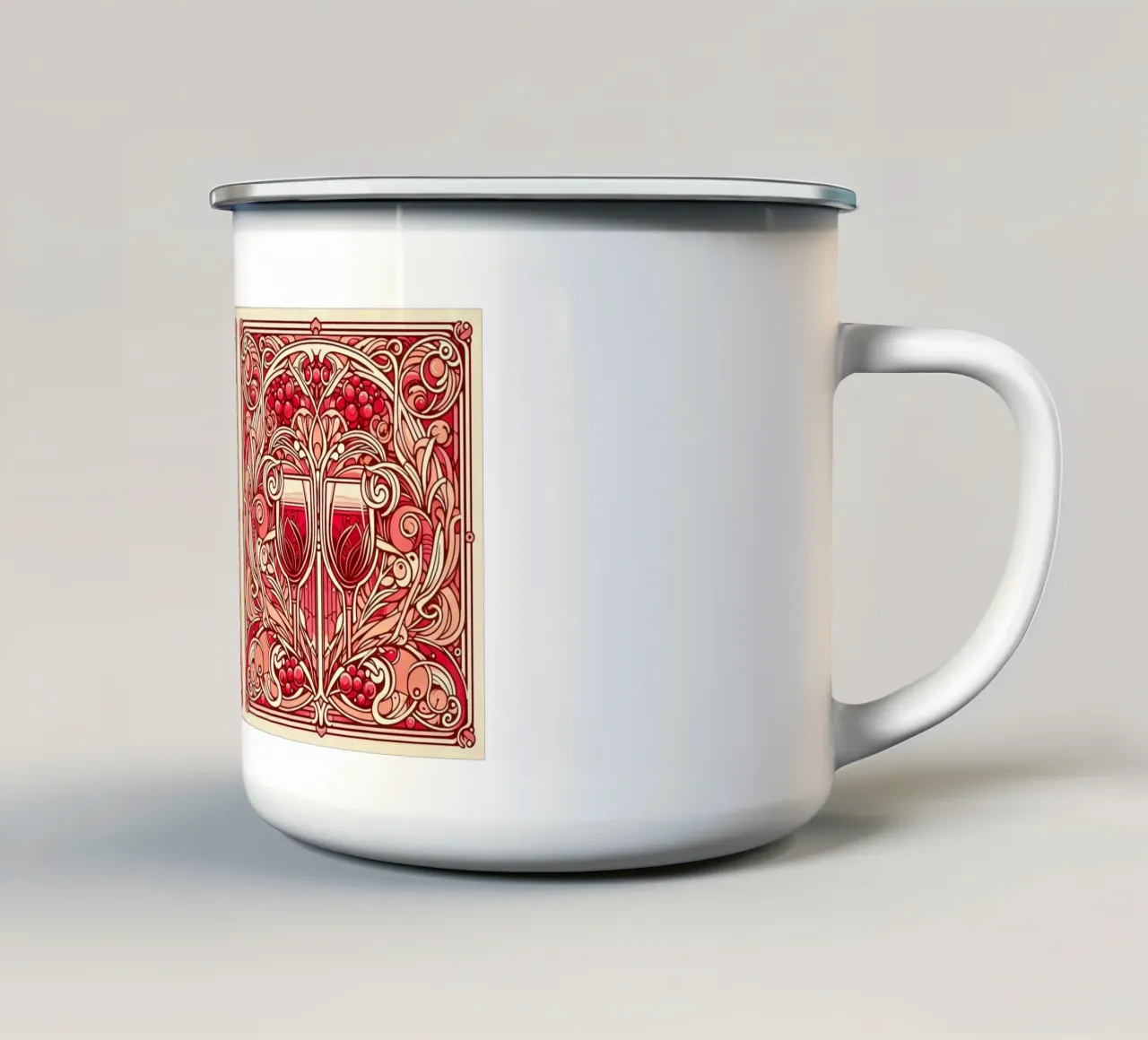 Wine o‘clock mug en émail de Art-Nouveau-Dsg