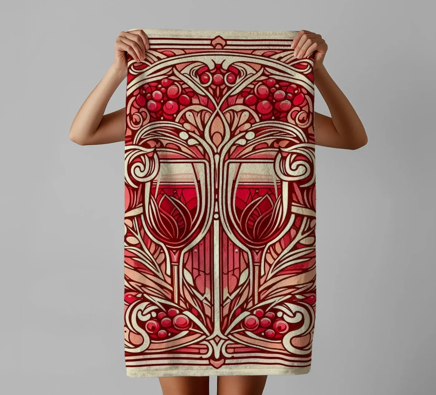 Wine o‘clock badhanddoek van Art-Nouveau-Dsg