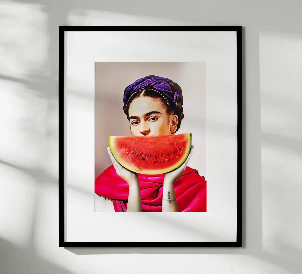 Watermelon Frida poster avec cadre en aluminium de Dikhotomy
