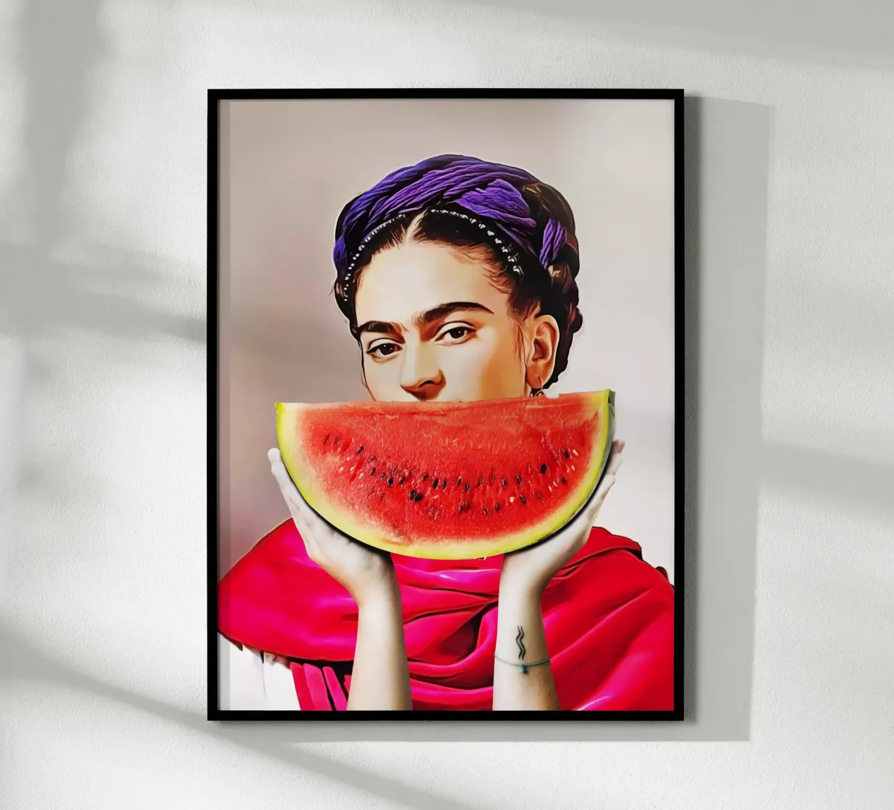 Watermelon Frida poster avec cadre en aluminium de Dikhotomy