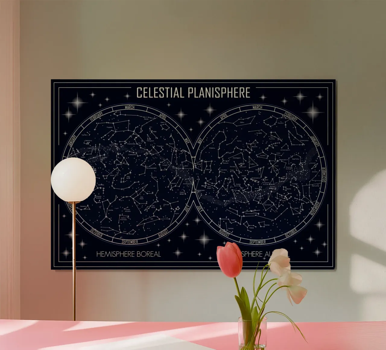 Celestial Planisphere Sky Map poster da Ninaittwaa