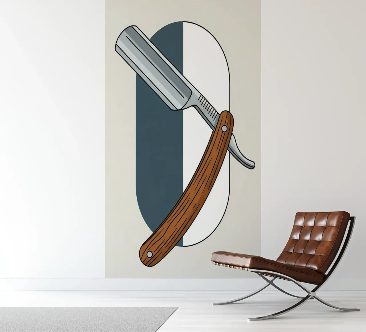 Scheermes fotobehang van Minimalist vector art