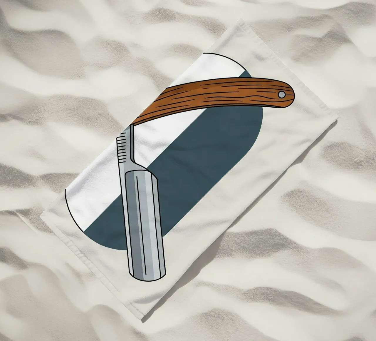 Rasoio a mano libera telo mare da Minimalist vector art